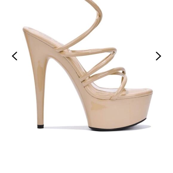 Cape Robbin Lili Nude Ankle Strap Platform Heels/ stilettos - Picture 13 of 13